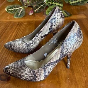 Snake skin textured heels